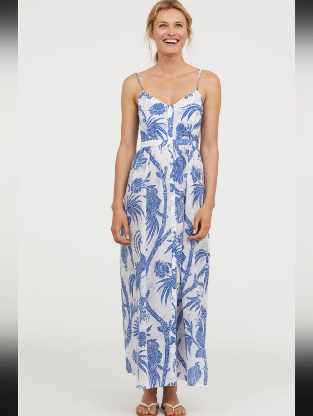 H&M Conscious Cotton Maxi Dress Blue/ White Size 8